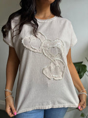 Pink Textured Hearts Tee Joy