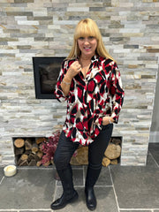 Wine Large Brushed Leopard Blouse Gloria