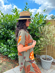 Khaki Tropical Print Shirt Maya