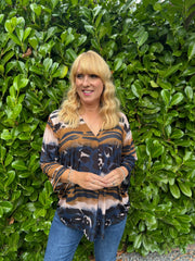 Navy Animal Ombre Top Trisha