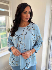 Light Blue Chenille Rope Sweatshirt Teya