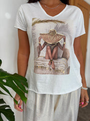 White Golden Oasis Tee Kiera