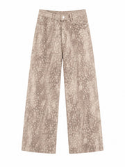 Deer Printed Wide Leg Jeans
