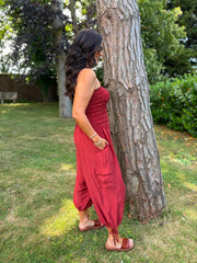 Rust Cargo Pocket Jumpsuit Verity