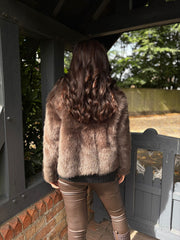 Chocolate Cropped Faux Fur Coat