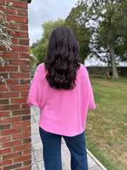 Candy Pink V-Neck Reverse Seam Knit Diana