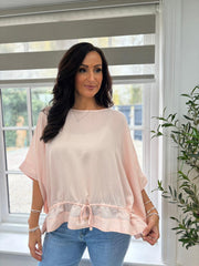 Pink Shimmer Drawstring Top Holly