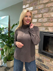 Chocolate Soft Roll Neck Top Kimmy