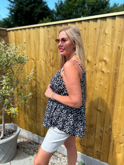 Black Ditsy Floral Vest Top Lyra