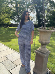 Navy Geometric Pattern Co-ord Indie
