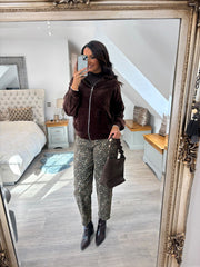 Chocolate Velour Zip Hoodie Jaiya