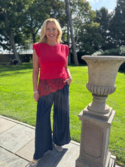 Red Lace Hem Top Yasmin