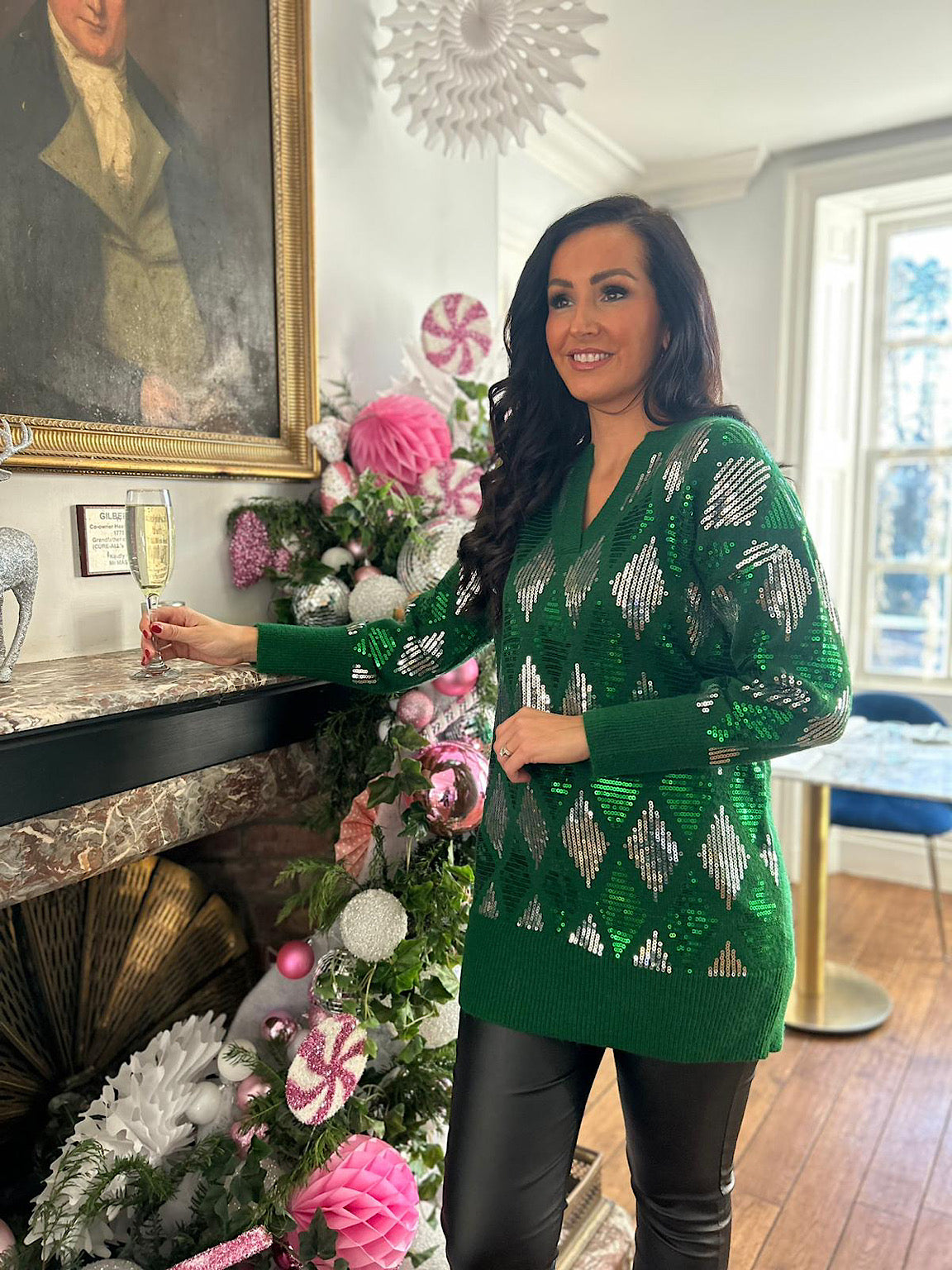 Green sequin jumper on sale