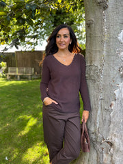 Chocolate Embellished Soft Knit Francine
