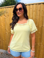 Lemon Lace Trim Tee Carla