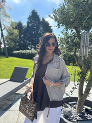 Mocha Textured Drawstring Jacket Kaylee