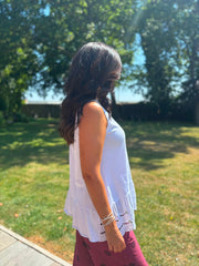 White Broderie Hem Vest Cordelia