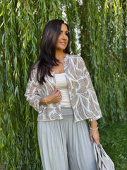 Mocha Abstract Leaf Blouse Hailey