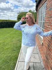 Blue Loose Swirl Crochet Knit Veronica