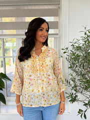 Yellow Floral Ruffle Blouse Eloise
