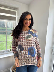 Chocolate Dogtooth Floral Top Eliza