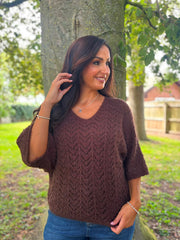 Chocolate Soft Chevron Knit Ensley