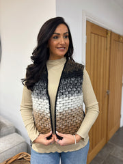 Chocolate Ombre Knitted Stripe Gilet
