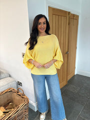 Butter Yellow Textured Batwing Knit Orla