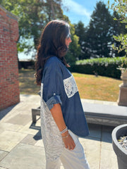 Denim Sequin Lace Detail Shirt Sharon