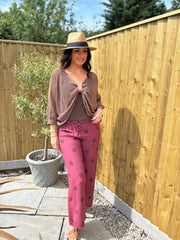 Chocolate Gathered Loose Knit Paige