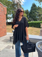 Black Open Knit Cover Up Elsie