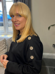 Black Button Detail Sweatshirt April