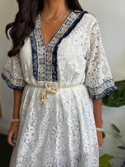 White Lace Bohemian Midi Dress Cara