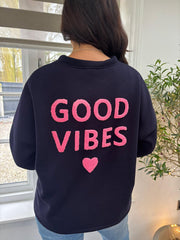 Navy Premium Good Vibes Sweatshirt Alya
