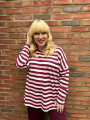 Wine Stripe Long Sleeve Top Yasmin