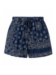 Navy Paisley Bubble Cotton Shorts