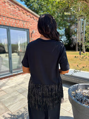 Black Fringed Floral Tunic Corrine