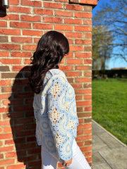 Light Blue Crochet Loose Weave Knit Amber