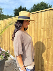 Mocha Cotton Reverse Seam Knit Jo