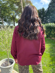 Wine Leopard Tie Detail Blouse Fern