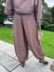 Mocha Hareem Button Trousers Misty
