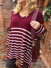 Wine Stripe Knitted Jumper Anne