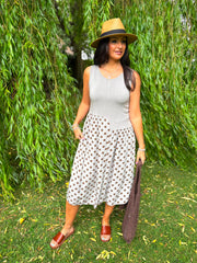 Mocha Polka Dot Panel Dress Coraline