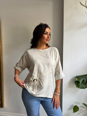 Stone Distressed Floral Top Danica