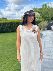 Gold Open Knit Shimmer Dress Flora