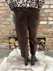 Chocolate Velour Barrel Leg Trousers Jaiya