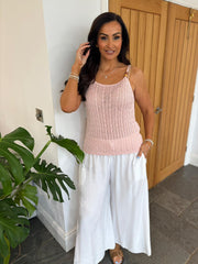 Pink Beaded Strap Knit Vest Belle