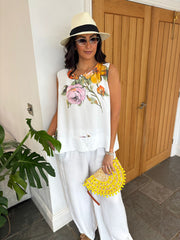 White Sleeveless Floral Co-Ord Daphne