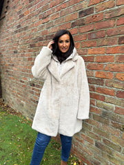 Stone Luxury Faux Fur Hooded Coat Aspen