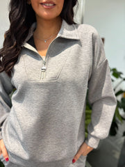 Grey Half Zip Sweatshirt Alice